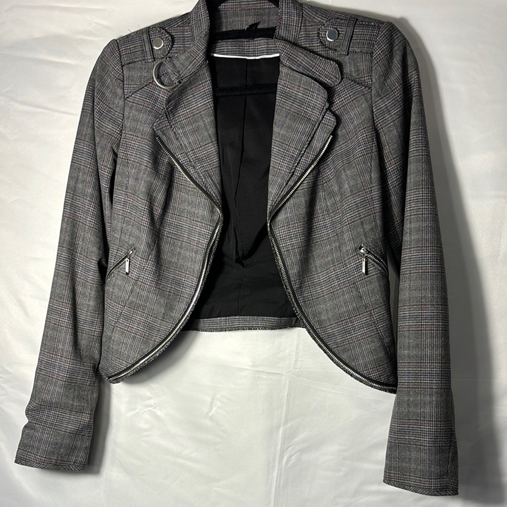 White House Black Market Plaid Cropped Blazer – Size 00